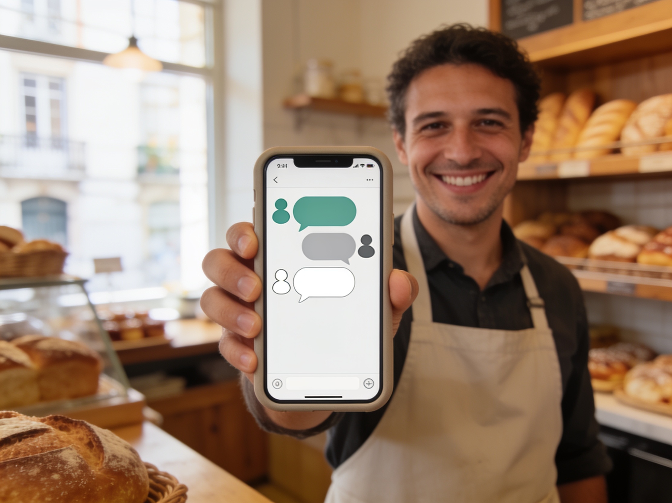 Conversa de WhatsApp com um agente de IA a responder a um cliente de um pequeno negócio